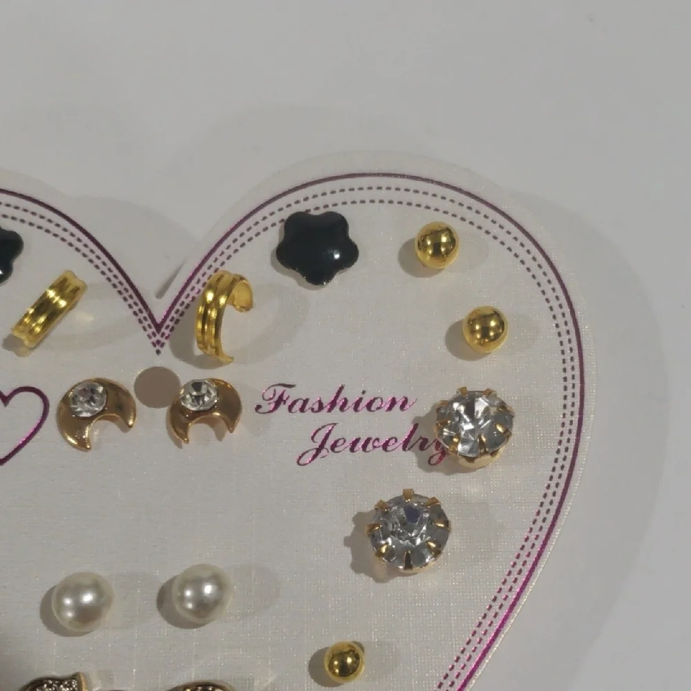 Elegant Set of 12 Different Shape Colorful Stud Earrings Women's Fashion Jewelry
